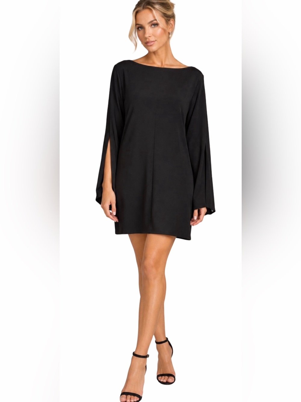 Laundry Loose Fitting Black Dress Long Split Sleeves Sz M
